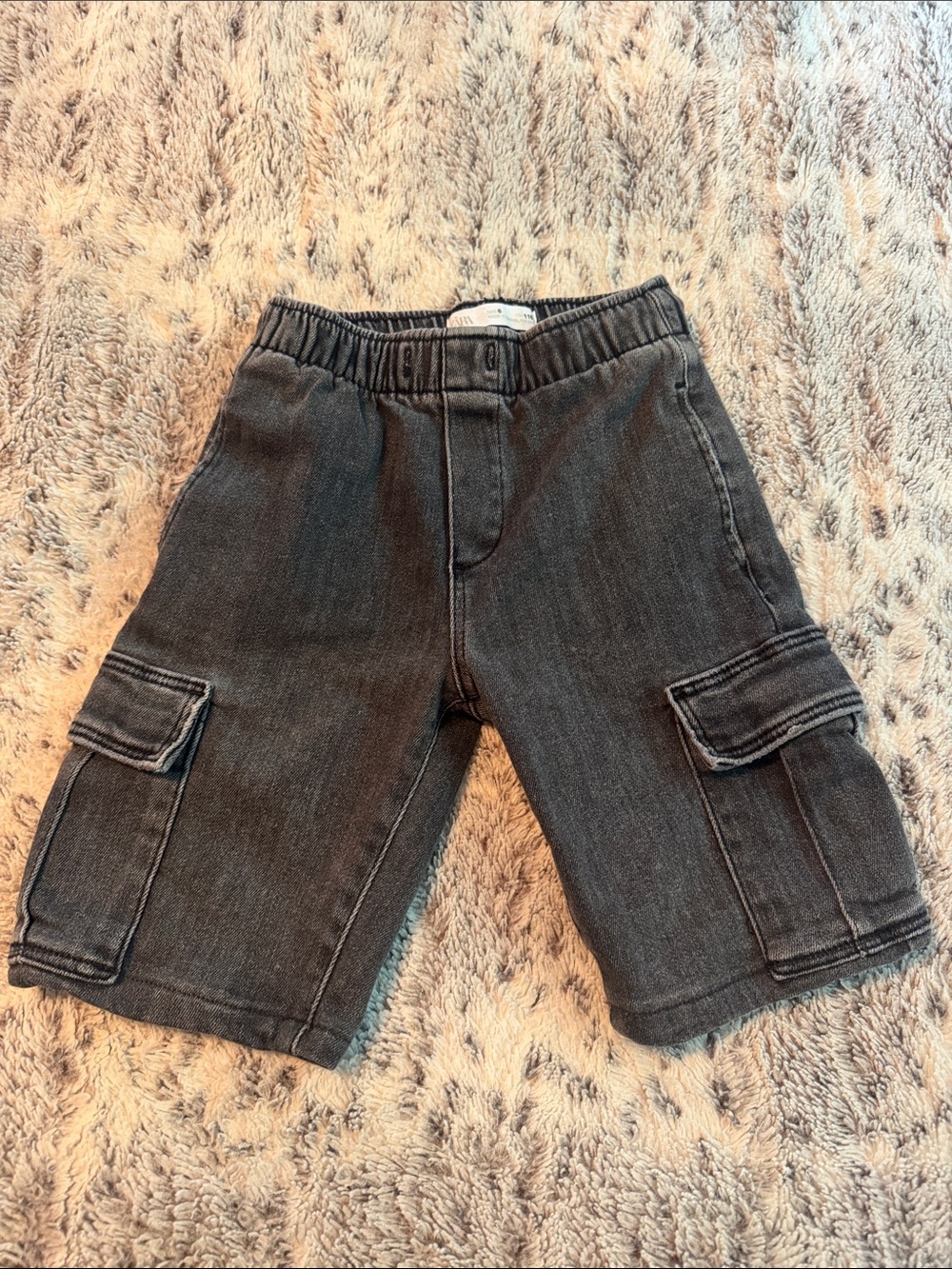 Zara boys Cargo Shorts in Charcoal Gray - Elastic Waist
